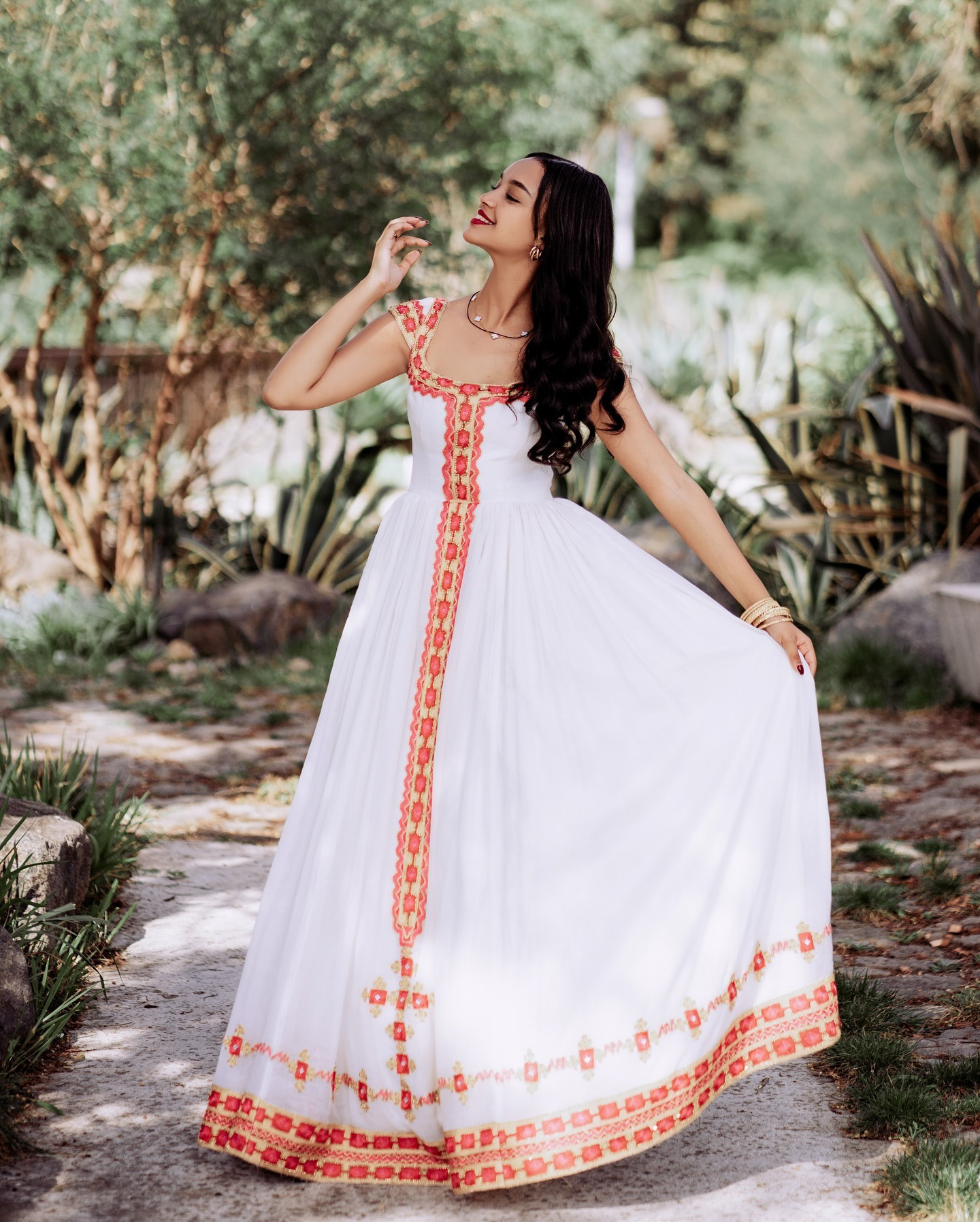 Classic Habesha Kemis - with Red Tibeb - Image 3