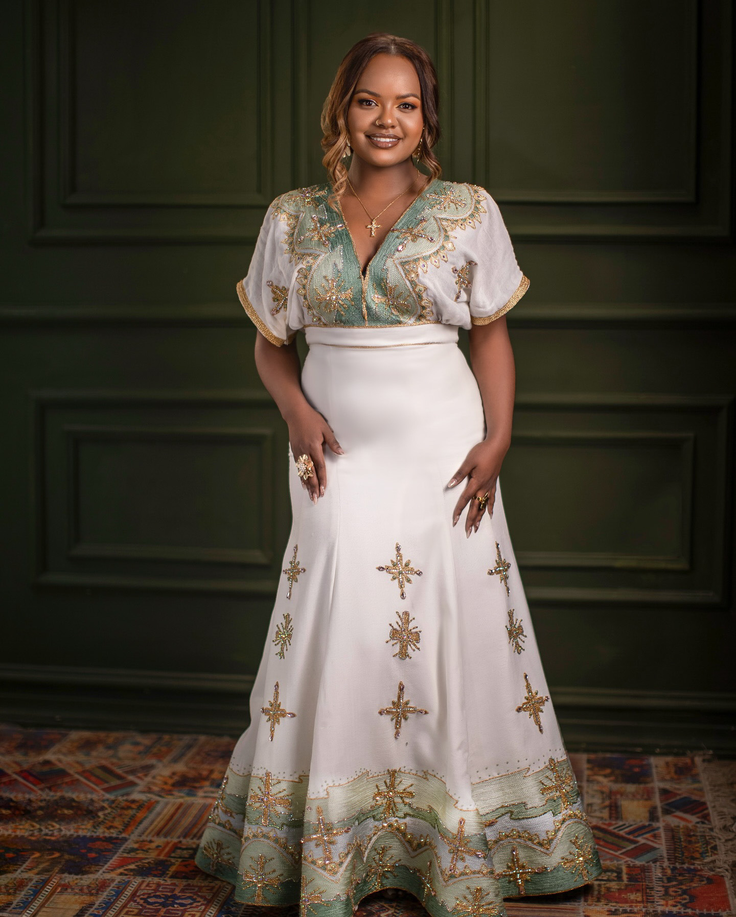 Cultural Habesha Dress – Light Green - Image 2