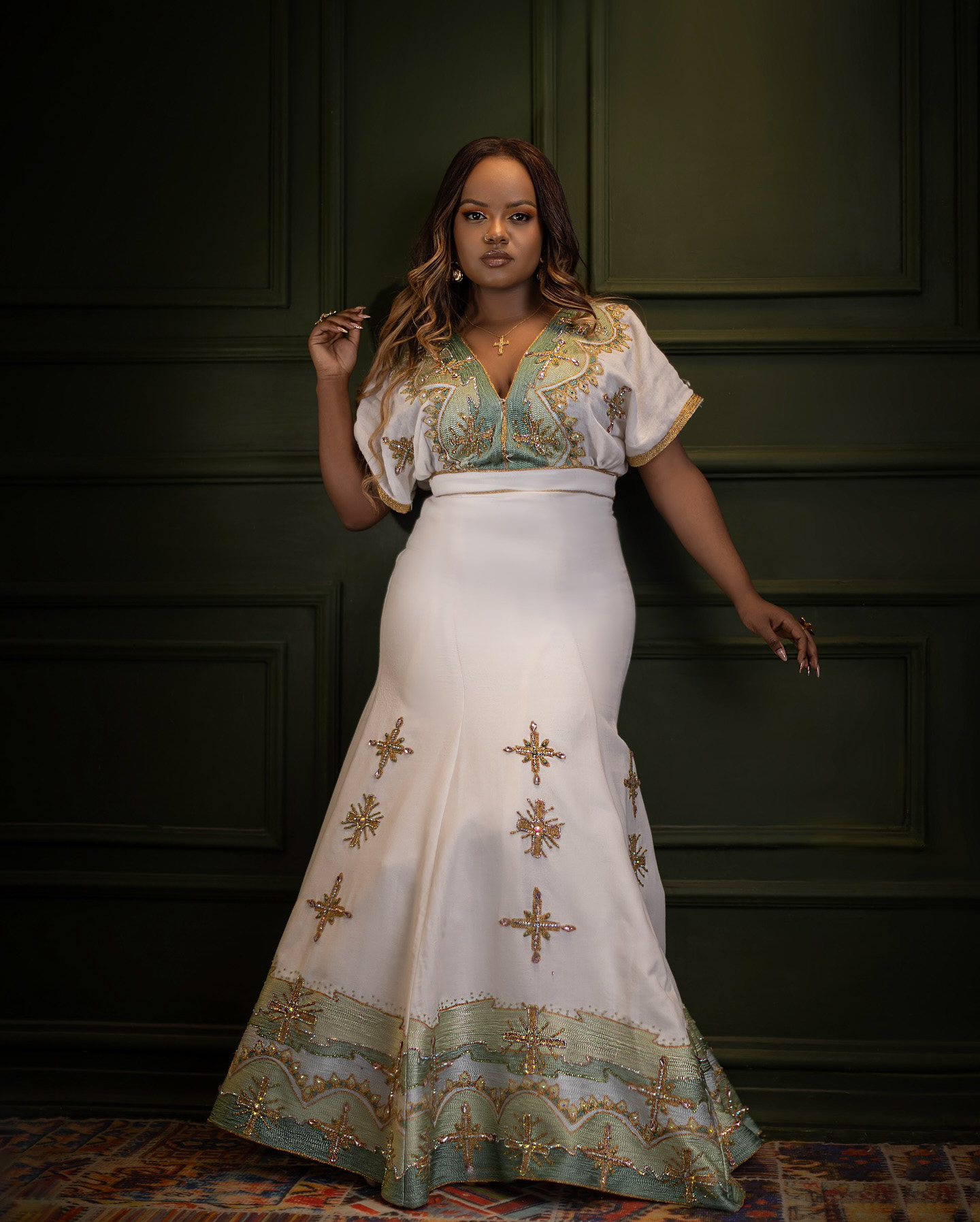 Cultural Habesha Dress – Light Green - Image 3