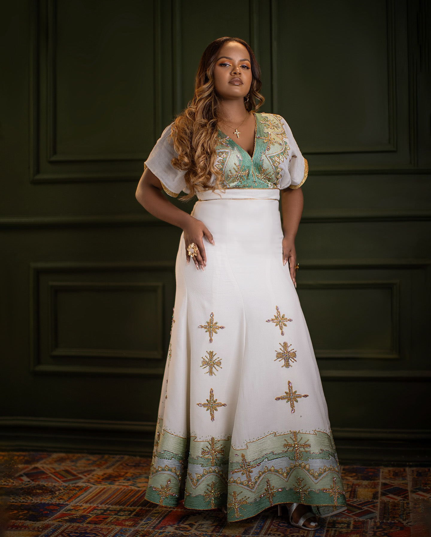 Cultural Habesha Dress – Light Green - Image 4